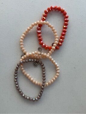 Liza’s brand Bead Stretch Bracelets - Peach, Coral, Taupe